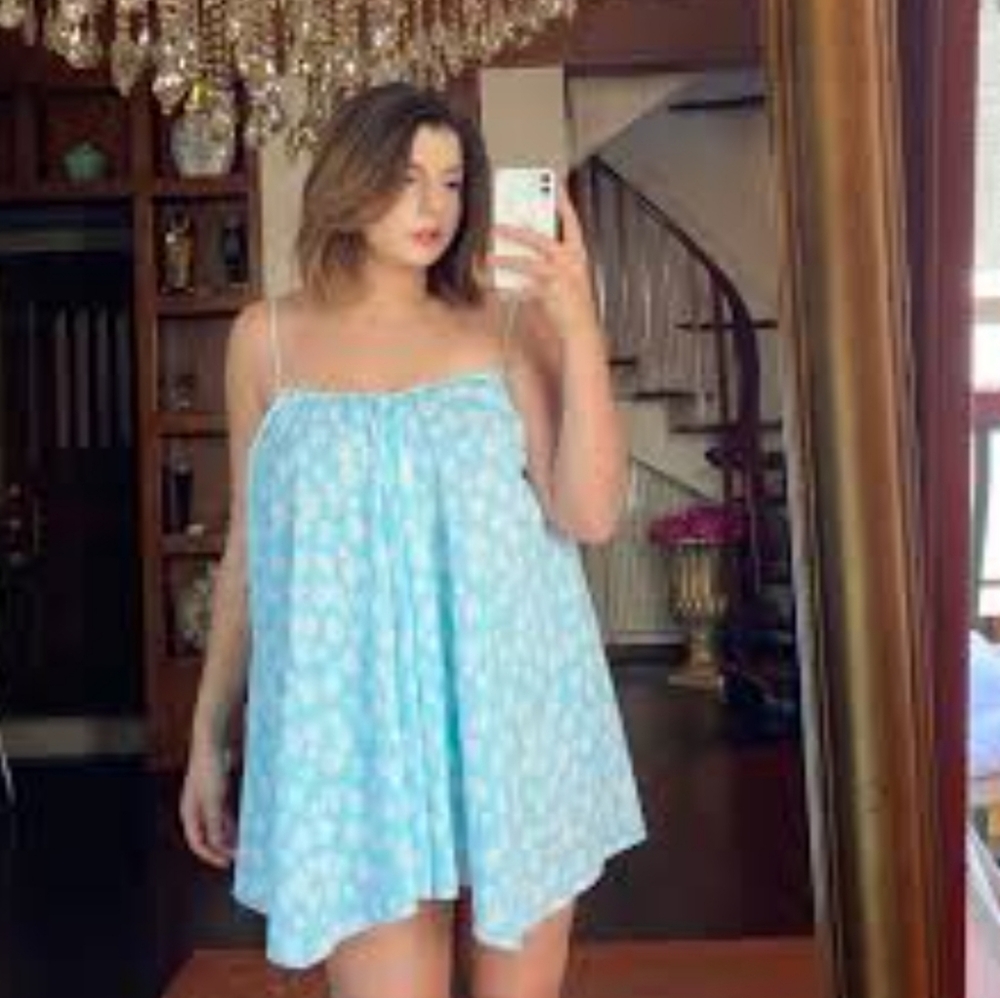 Zara Pleated Babydoll Dress Size Medium Spaghetti Straps With Daisy Print - Picture 5 of 15